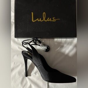 Lulu's Elegant Black Lace Up Heels